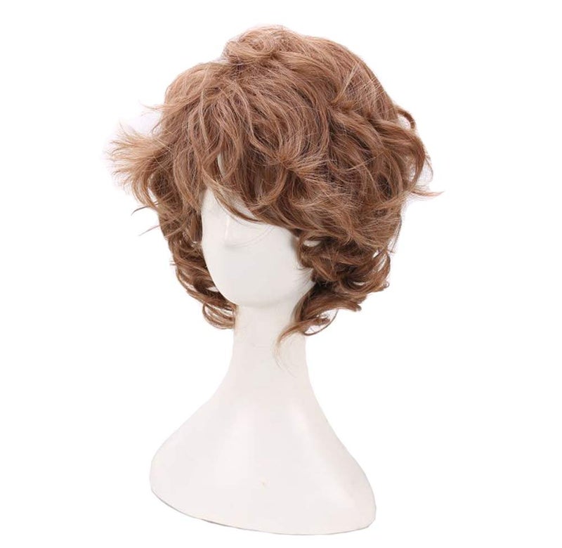 BoMing Man's Short Curly Brown Cosplay Wigs for Halloween Costume - Image 2